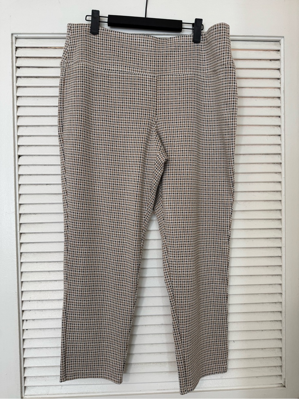 J. Jill Taupe and Black Houndstooth Straight-Leg Pants